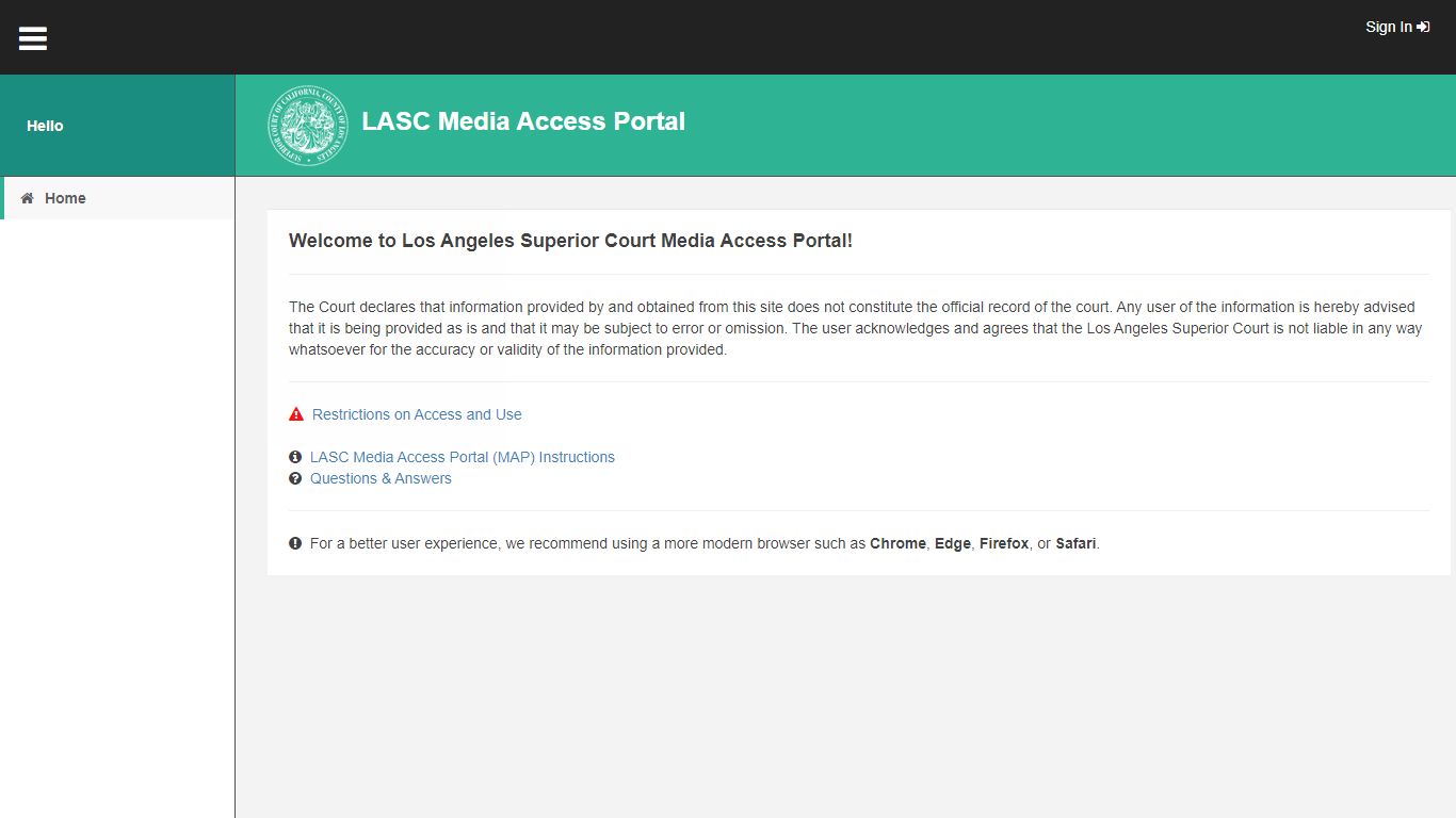 LASC Media Portal - Los Angeles County Superior Court